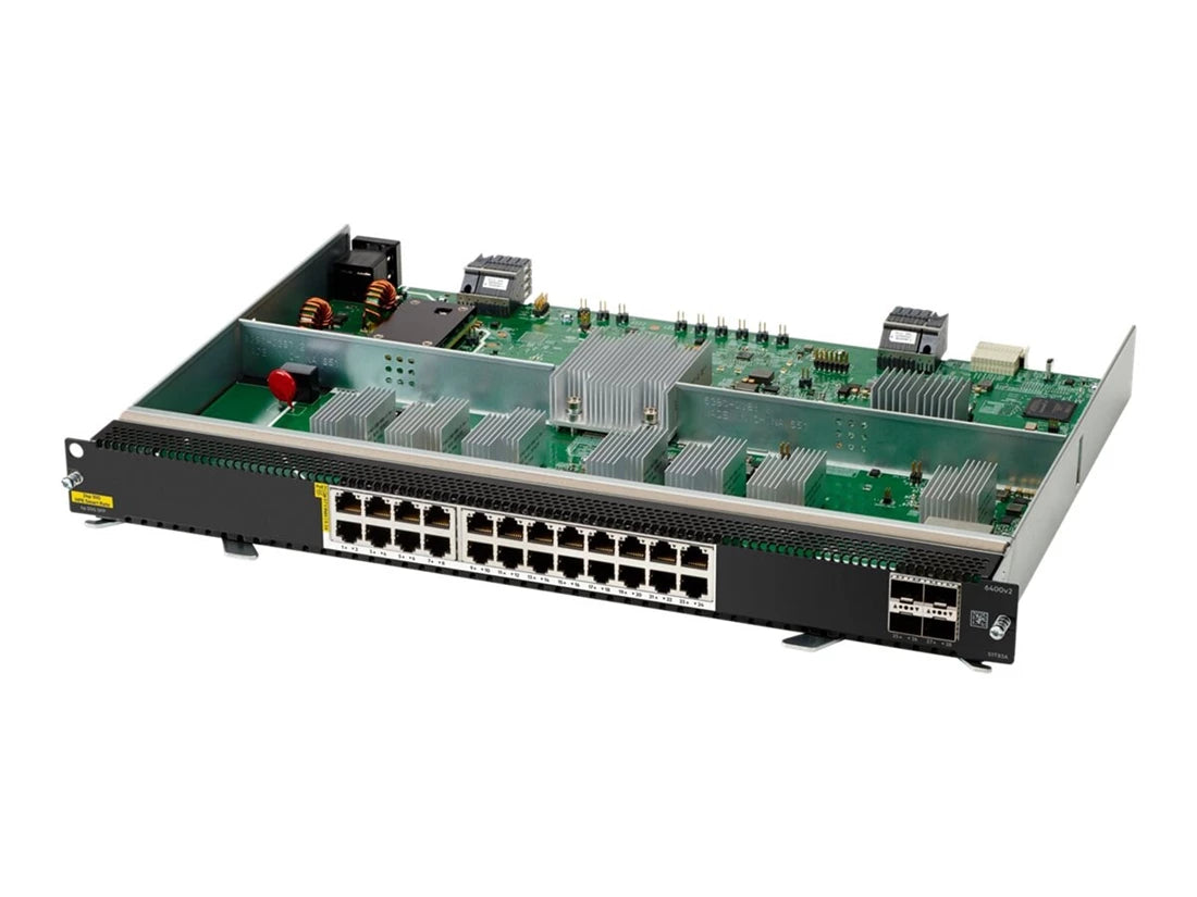 HPE S1T83-61001 Aruba CX 6400 v2 24p スマート レート 1g/2.5g/5g/10g Class8 PoE および 4p SFP56 モジュール |使用済み
