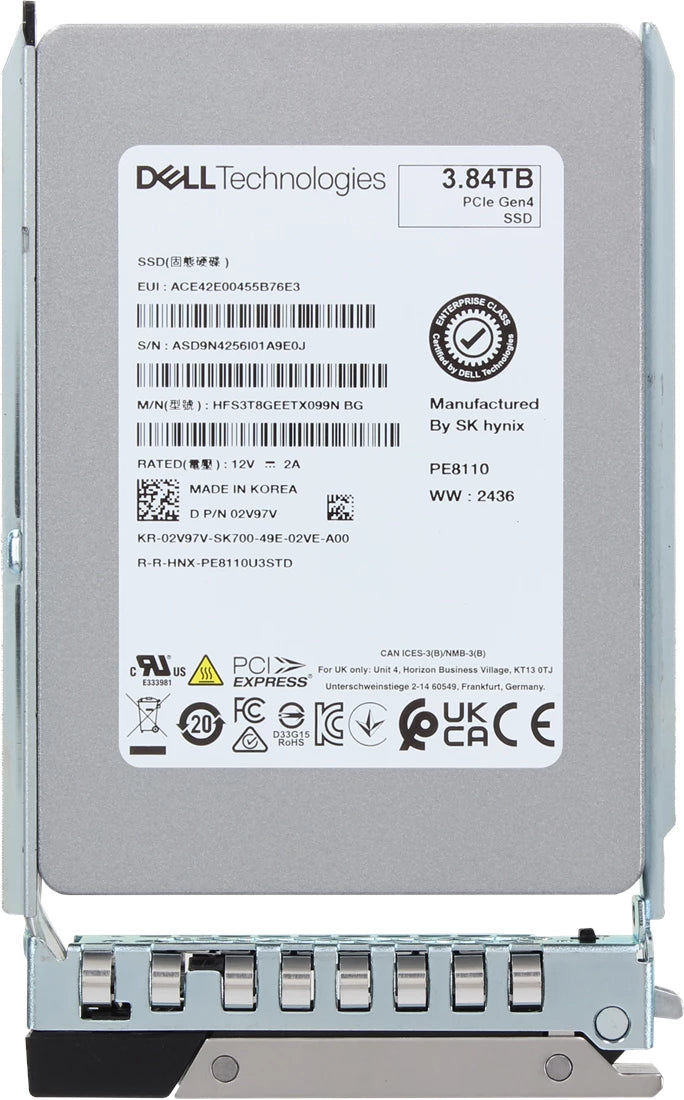 Dell 2V97V 3.84TB DC PCIe Gen4 NVMe Read Intensive U.2 SFF Solid State Drive | USED