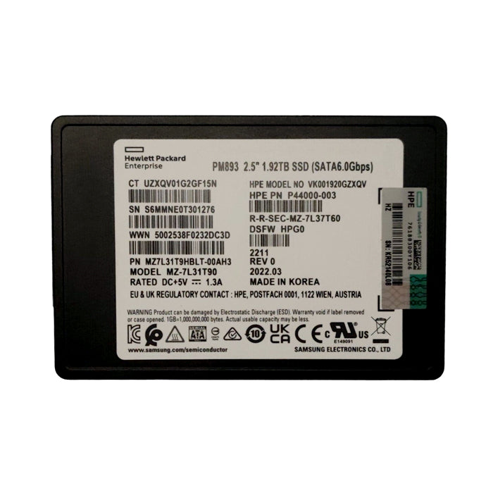 Samsung PM893 MZ7L31T9HBLT-00AH3 1.92TB Internal 2.5inch SATA 6Gb/s SSD | USED