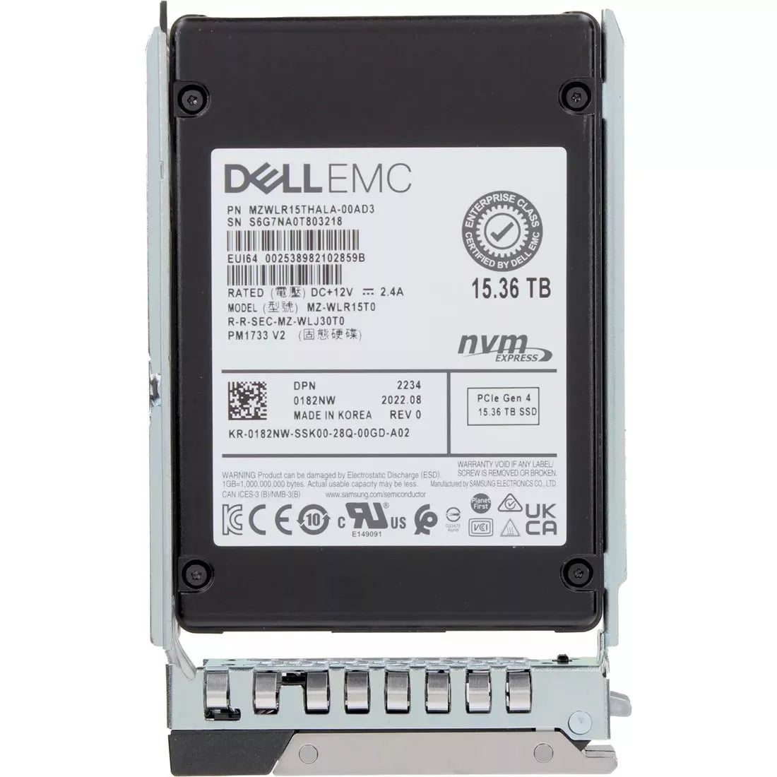 Dell 182NW 15.36TB PCIe Gen4 x4 NVMe U.2 SFF 2.5 Inch PM1733 V2 SSD | USED