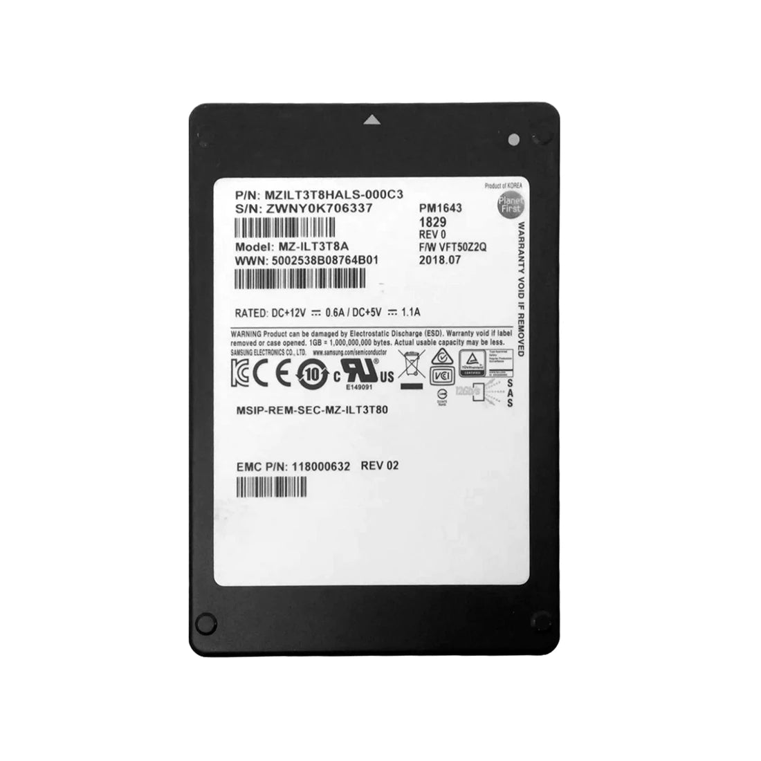 Refurbished | Samsung MZ1LT3T8HALS-000C3 3.84 TB PM1643 2.5" Internal  SAS 12Gb/s  SSD