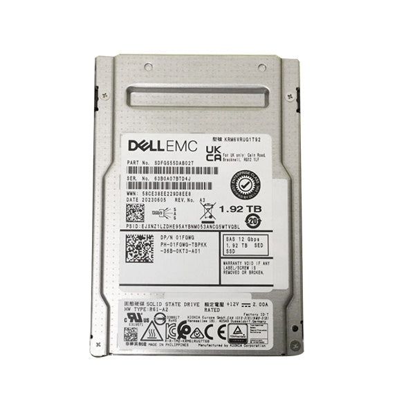 KIOXIA SDFGS55DAB02T SED 1.92TB SAS-12Gbps 2.5" Read Intensive TLC SSD | USED