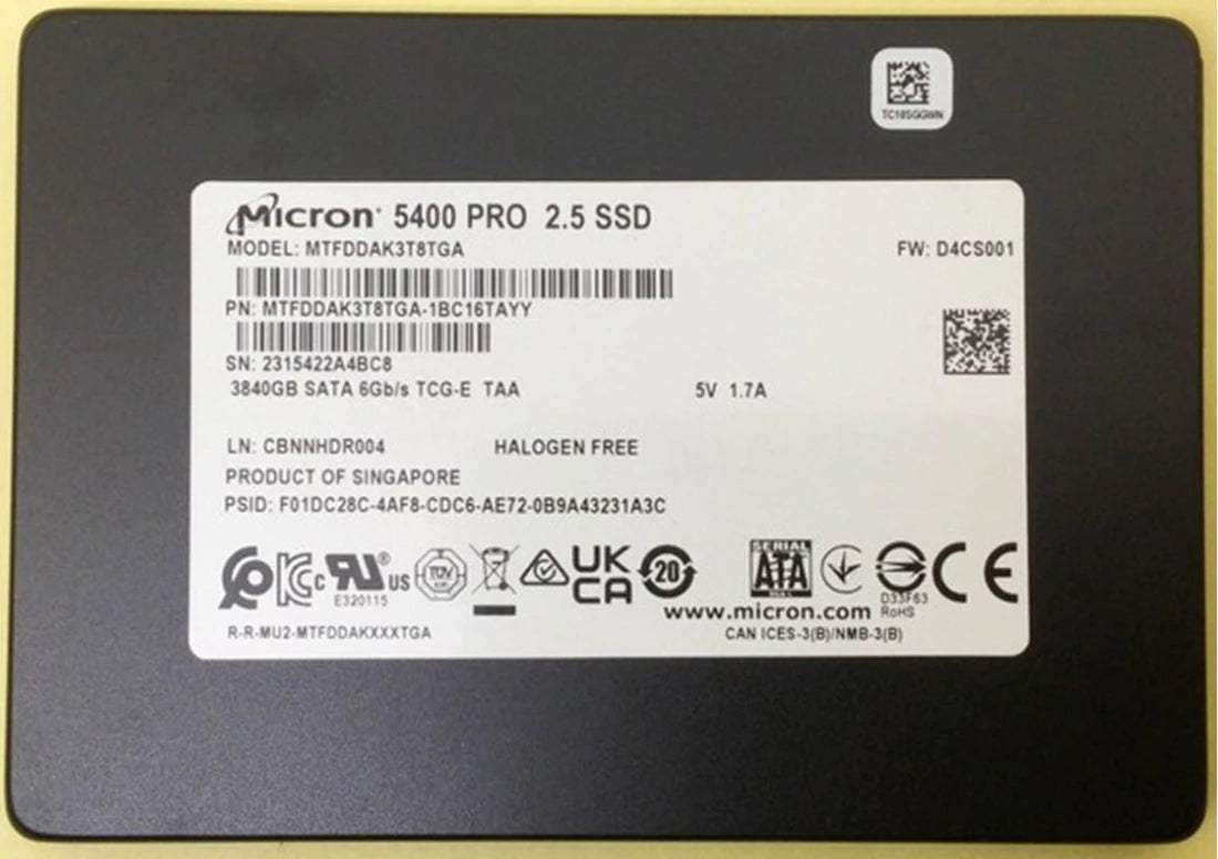 Micron 5400 Pro 3.84TB SATA 6Gbps 2.5inch 7mm TCG Enterprise 3D TLC Ssd | USED Main image