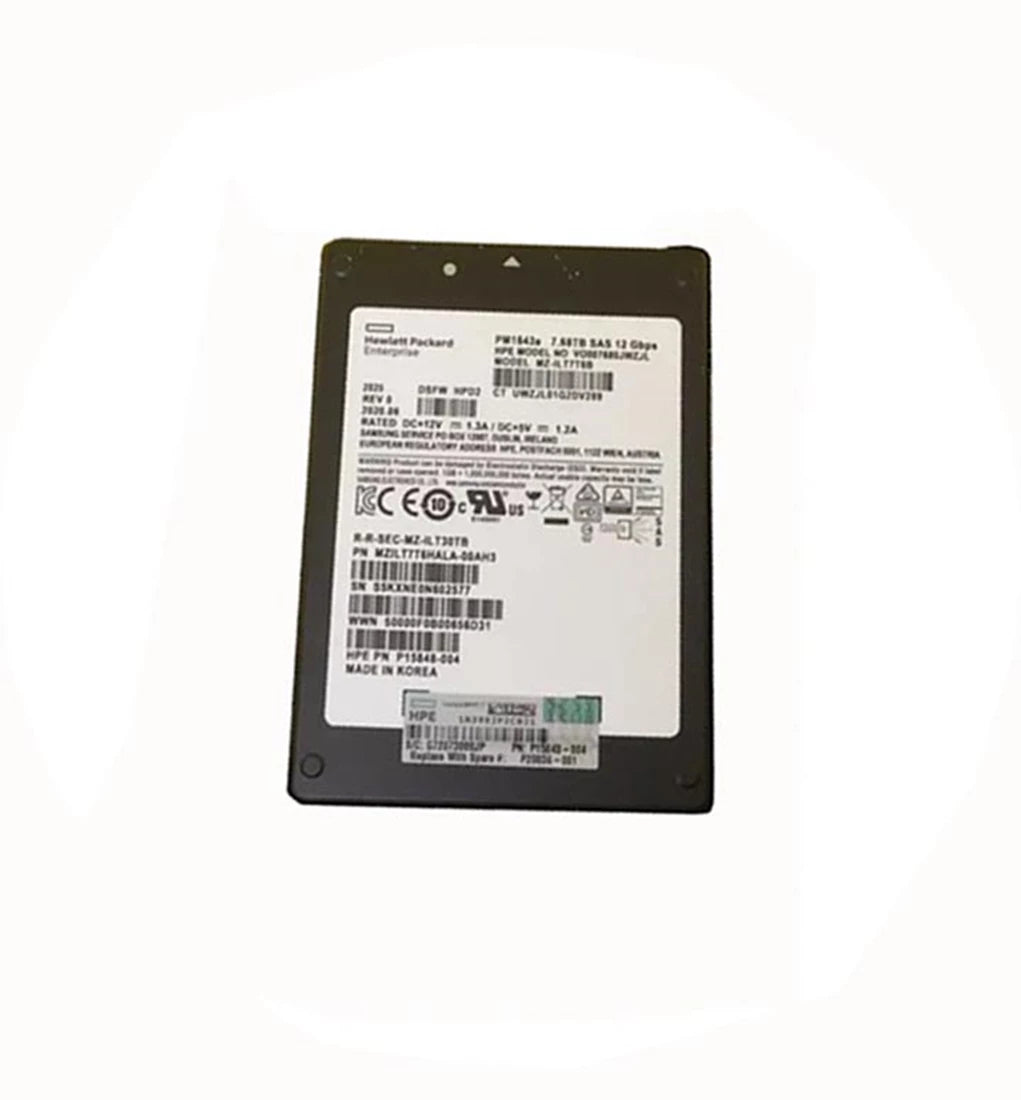 Samsung PM1643A MZILT7T6HALA-00AH3 SSD 7.68TB SAS 12Gb/s HPE OEM 신제품 | 사용된