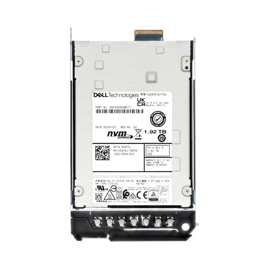 Dell 59Y5J 1.92TB PCIe 5.0 NVMe 2.0 TLC E3.S 7.5 mm Read Intensive SSD | USED