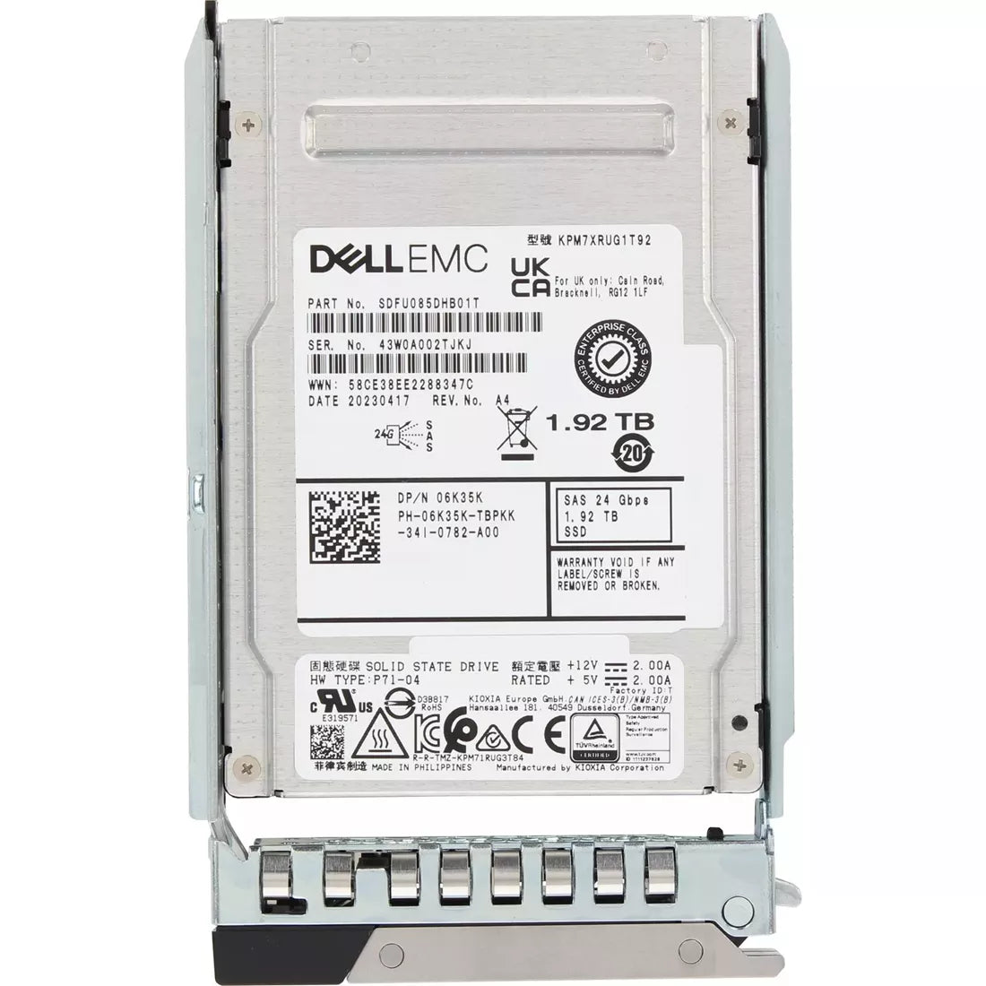 戴爾 6K35K 1.92Tb SAS-24Gbps 讀取密集型 1DWPD 2.5 吋 SSD |用過的 主圖