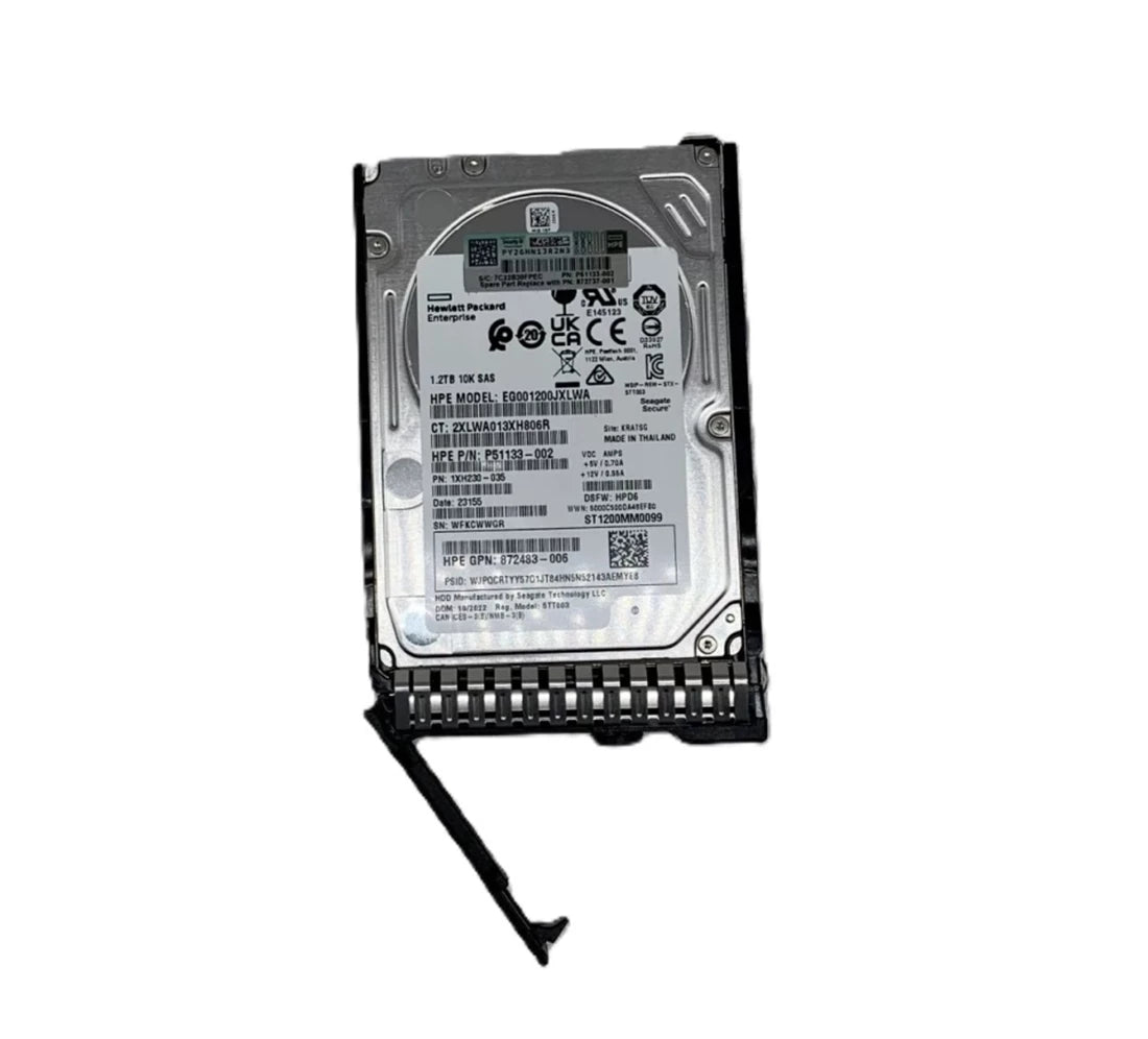 HPE P51133-002 1,2 To 10K 2,5 pouces SAS-12 Gbit/s Mission Critical BC ISE HDD-F/S | UTILISÉ
