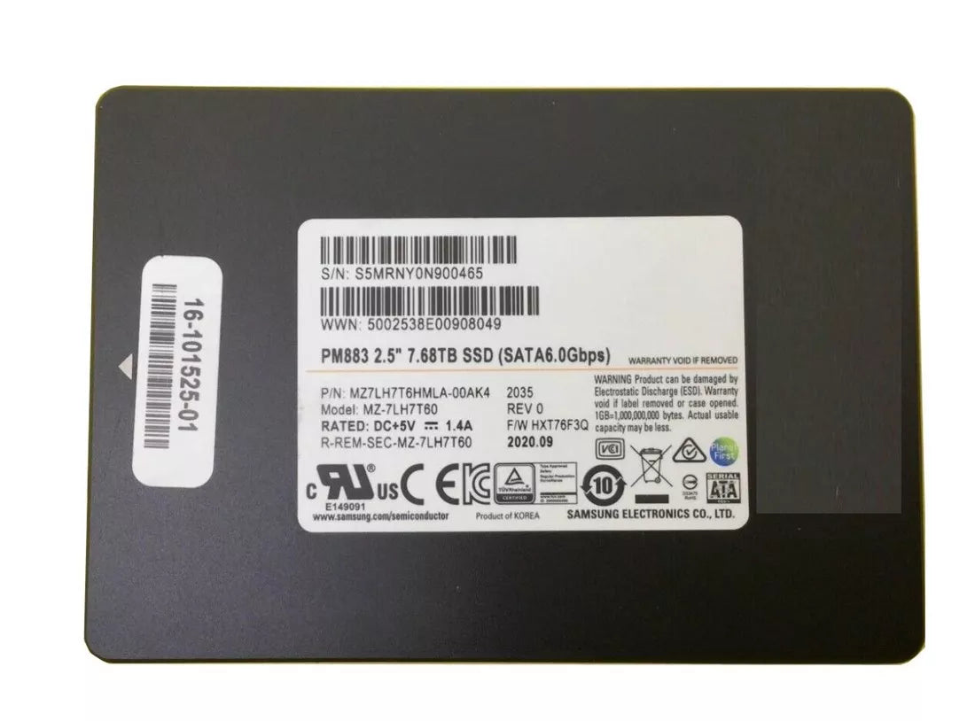 Samsung PM883 MZ7LH7T6HMLA-000K3 SSD 7,68 To SATA 12 Gb/s | UTILISÉ