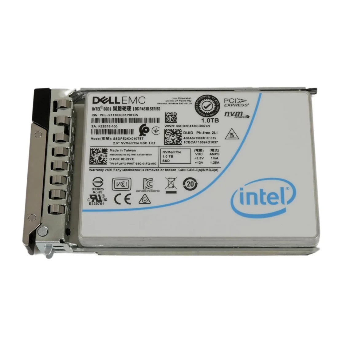 戴爾 FJ9YX 1TB RI TLC NVMe PCIe Gen3.1 x4 2.5 吋 SSD 附托盤 |用過的 主圖