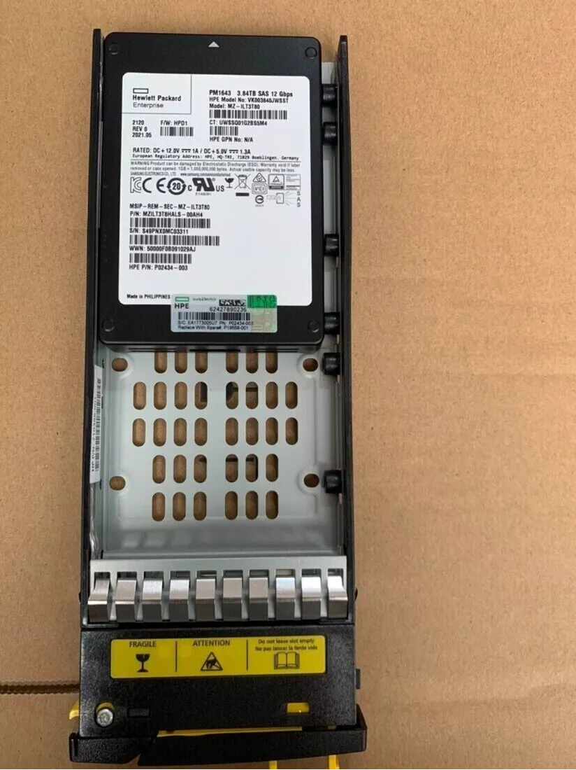 HPE P55683-003 MSA 3.84TB SAS 12G Read Intensive sff 2.5inch M2 SSD | USED Main image