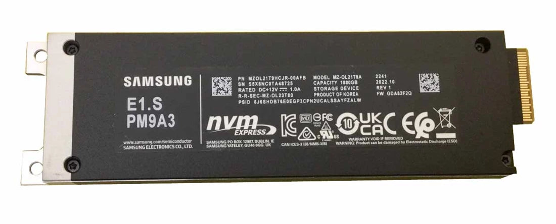 Samsung MZOL21T9HCJR PM9A3 1.92TB PCIe 4.0 X4 E1.S NVMe Solid State Drive. | USED