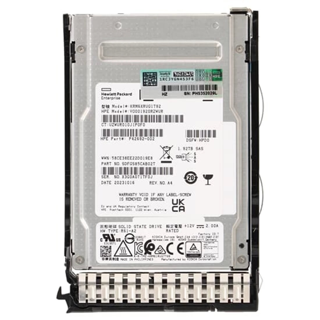 HPE P42692-002 1.92TB SAS-12Gbps 2.5 英寸 RI 固态硬盘 |用过的
