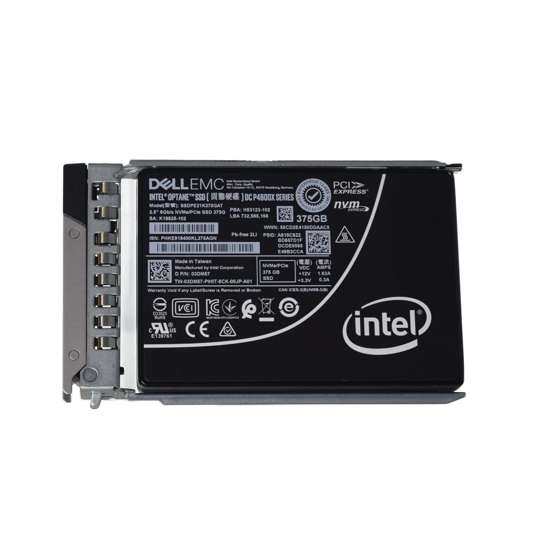 戴爾 3DM57 375GB WI 2.5 吋 NVMe PCIe Gen3.0 x4 固態硬碟附托盤 |用過的