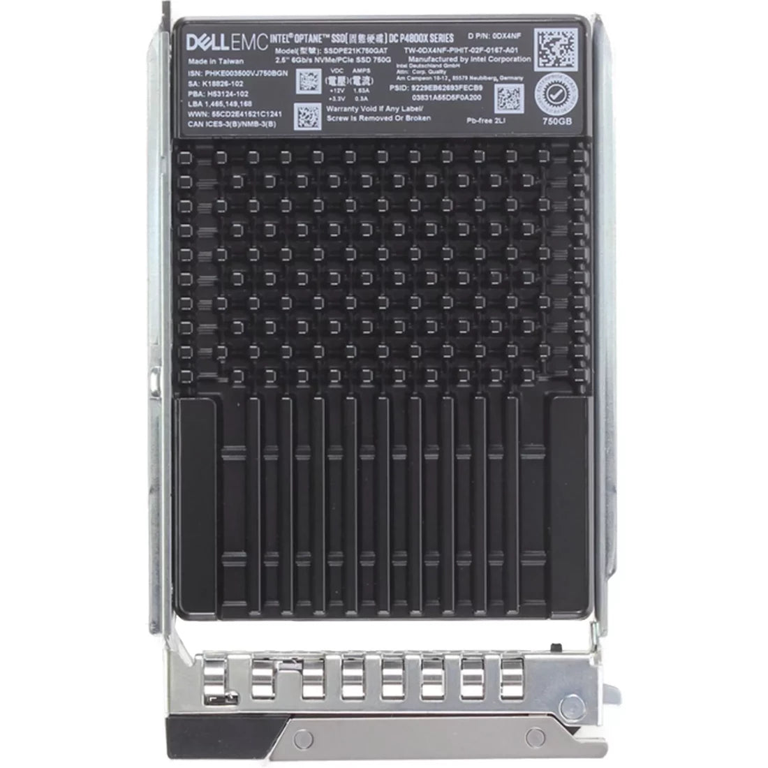 戴爾 DX4NF DC P4800X 系列 750GB PCIe 3.0 x4 (NVMe) U.2 2.5" 固態硬碟（附托架）| 二手 主圖
