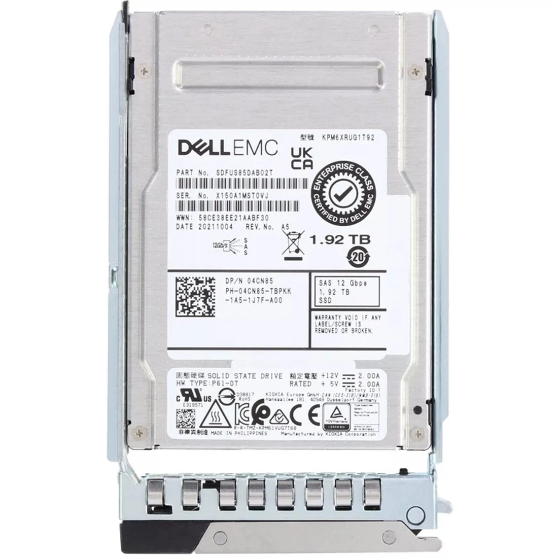 戴尔 04CN85 1.92TB SAS 12Gbps 读取密集型 1DWPD 2.5 英寸 SSD 全新 |用过的