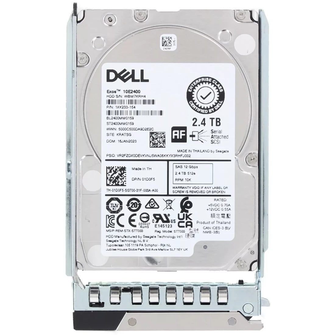 Dell 1D0F5 2.4TB 10K SAS 12Gbps 512e Ổ Cứng Cắm Nóng Có Khay | ĐÃ SỬ DỤNG