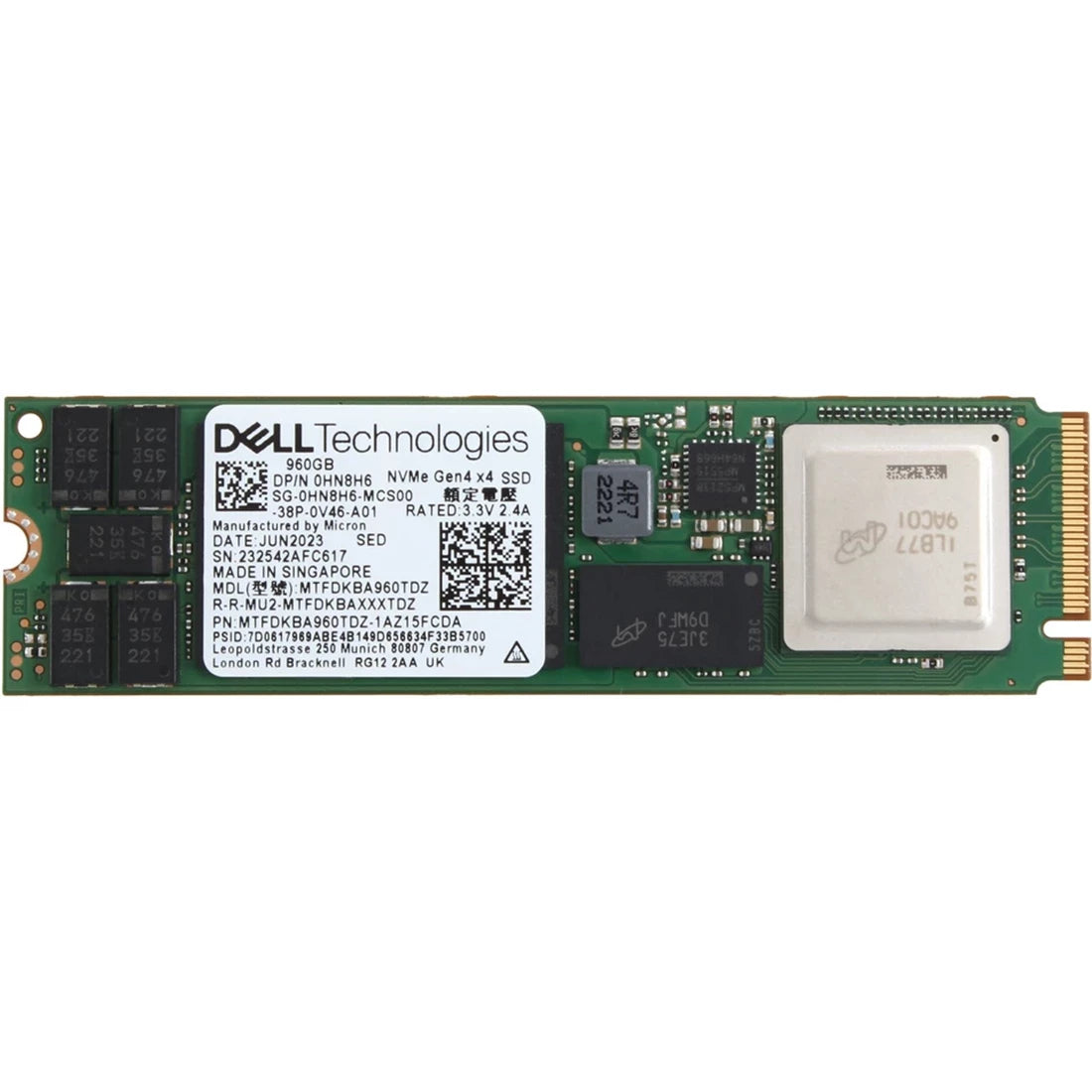 Dell HN8H6 960GB SED PCIe Gen4 NVMe Đọc SSD TLC M.2 2280 chuyên sâu | ĐÃ SỬ DỤNG