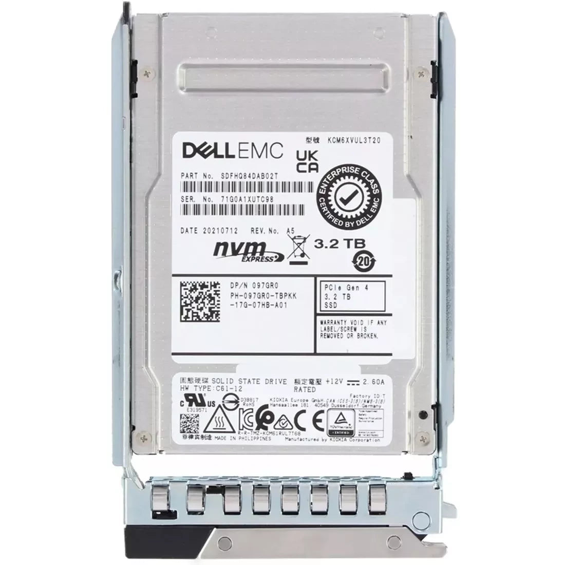 Dell 97GR0 3.2TB PCIe Gen4 NVMe U.2 Mixed Use TLC SSD | USED