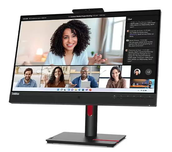 （<tc>全新行货</tc>) 联想 ThinkVision T24mv-30 23.8 英寸无边框 IPS 显示屏、1000:1、4-6 毫秒、1920 x 1080、250 尼特、99% sRGB、DP+HDMI+USB-C、倾斜/旋转/升降/枢转、以太网、USB 集线器、集成摄像头/麦克风/扬声器、TCO 9.0、ES、EPEAT Gold|PN：63D7UAR3WW
