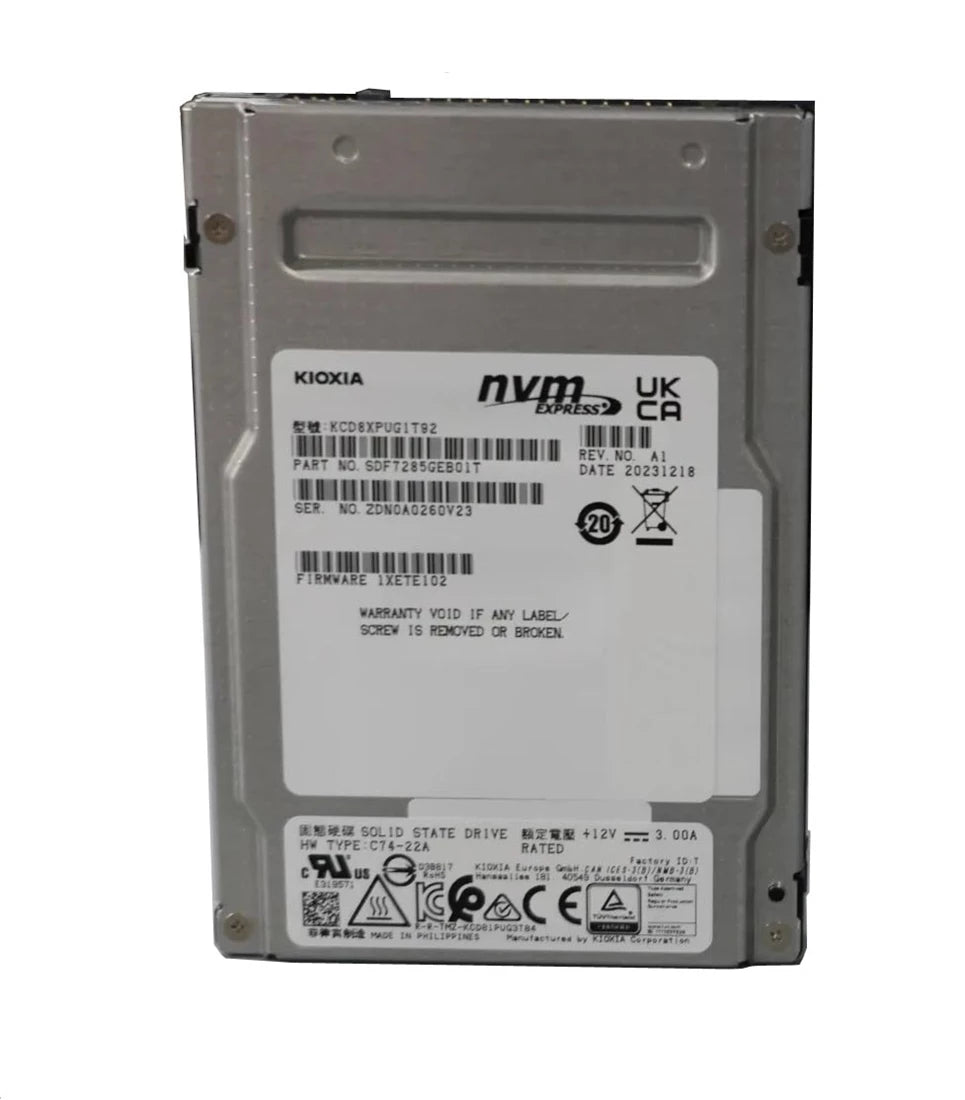 鎧俠 CD8-R SDF7285GEB01T SSD 讀取密集型 1.92 TB SSD PCI Express 5.0 x4 (NVMe) |用過的 主圖