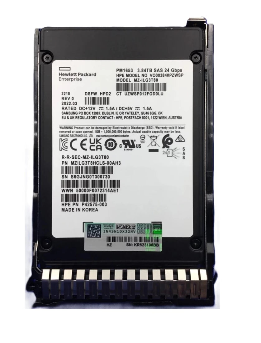HPE P42498-003 3.84 TB 讀取密集型 SSD SAS 24Gb/秒 |用過的 主圖