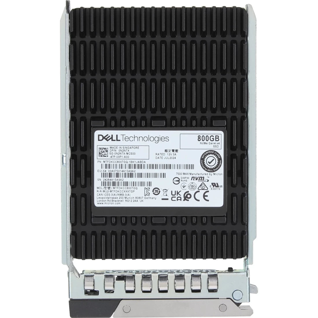 Dell N2NTX 800GB PCIe Gen4 NVMe Mixed Use TLC 2.5Inch U.2 SSD | USED Main image