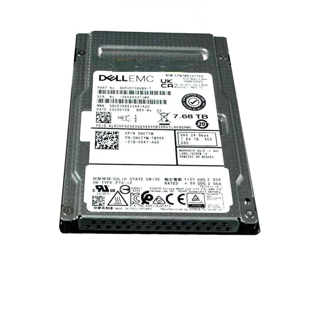 Kioxia SDFU073DHB91T PM7-R シリーズ 7.68TB SAS 24Gb/s FIPS SED 2.5 インチ内蔵 SSD Dell OEM |使用済み