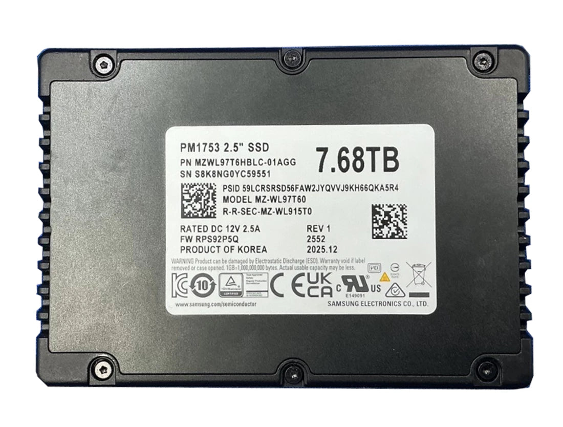 三星 MZWL97T6HBLC PM1753 7.68TB PCIe 5.0 x4 2.5 英寸内置 SSD |用过的