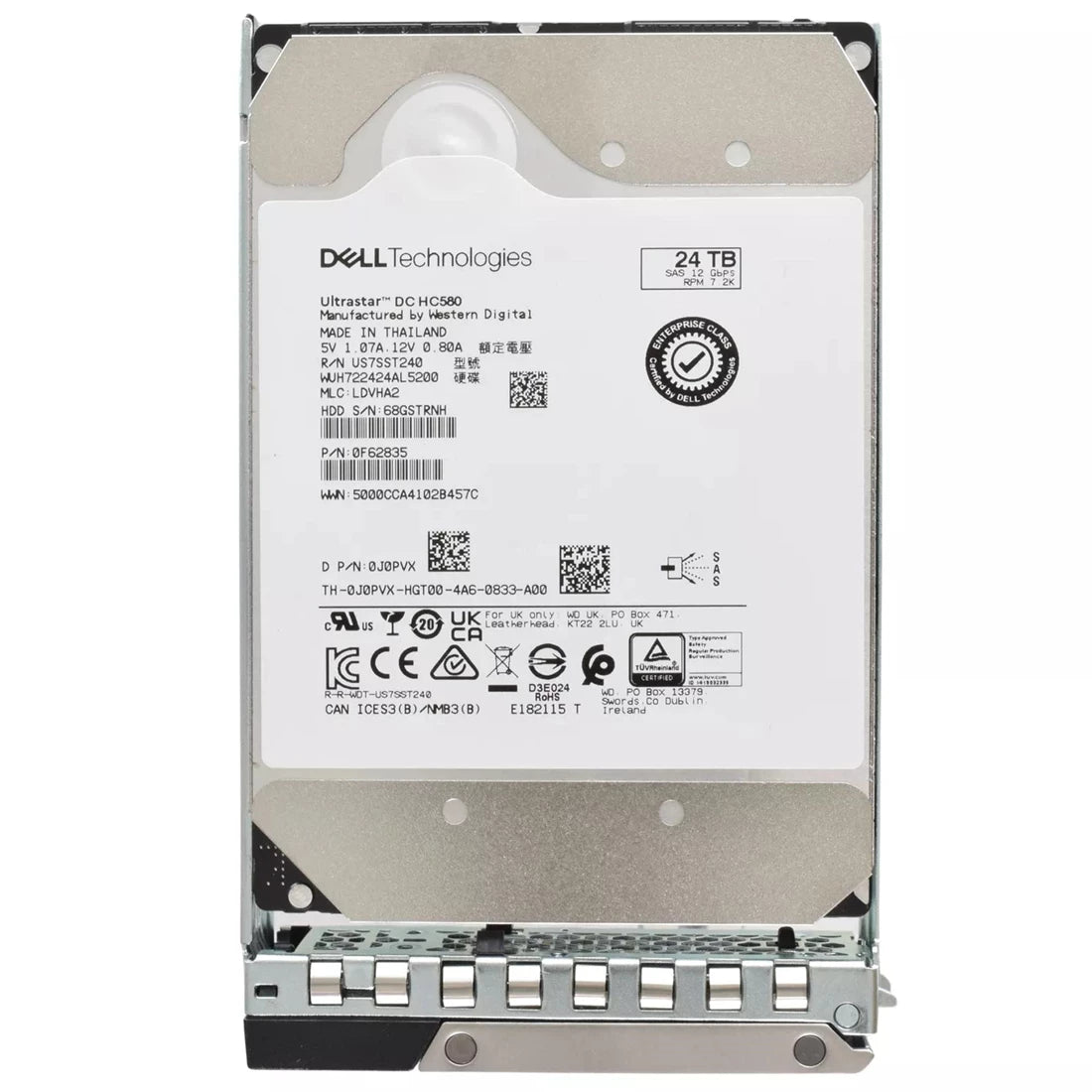 Ổ Cứng Dell J0PVX 24TB 7.2K SAS-12Gbps 512e 512MB 3.5inch Cắm Nóng Có Khay | ĐÃ SỬ DỤNG