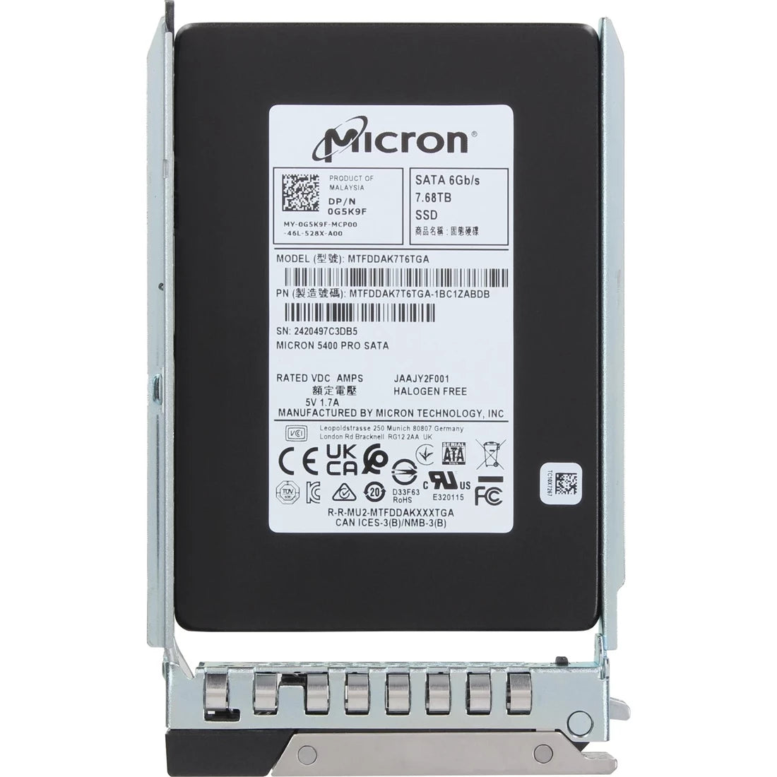 델 G5K9F 7.68TB SATA 6Gbps 2.5" Read Intensive TLC SSD | 새 제품 메인 이미지