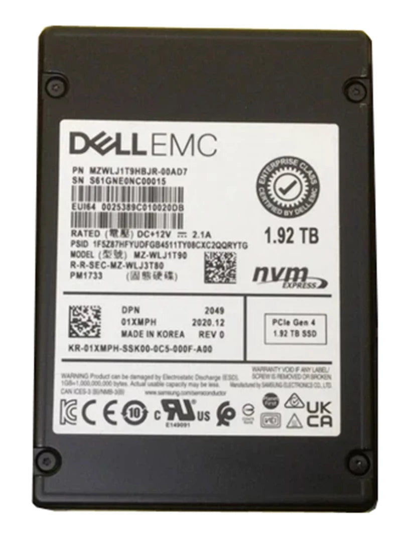 Samsung MZWLJ1T9HBJR-00AD7 PM1733 1.92TB 2.5Inch Pci Express 4.0 (NVMe) Ssd bên trong. | ĐÃ SỬ DỤNG