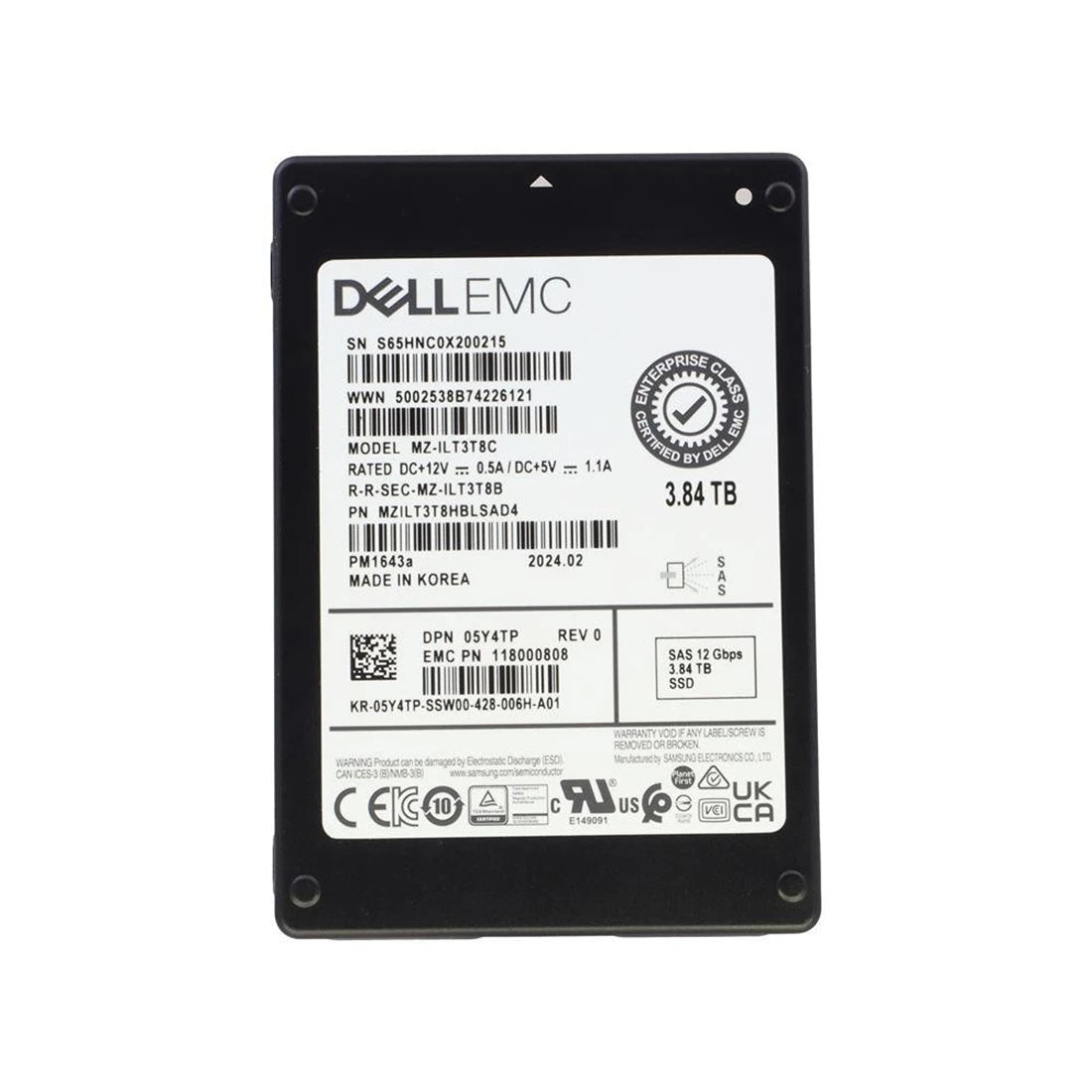 Samsung PM1643a MZILT3T8HBLSAD4 SSD 3,84 TB SAS 12Gb/s DELL OEM | ĐÃ SỬ DỤNG