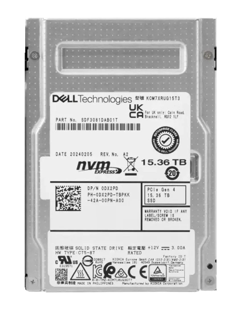 SSD d'entreprise Kioxia SDF3081DAB01T 15,36 To PCIe 4.0 NVMe 2.5 | UTILISÉ