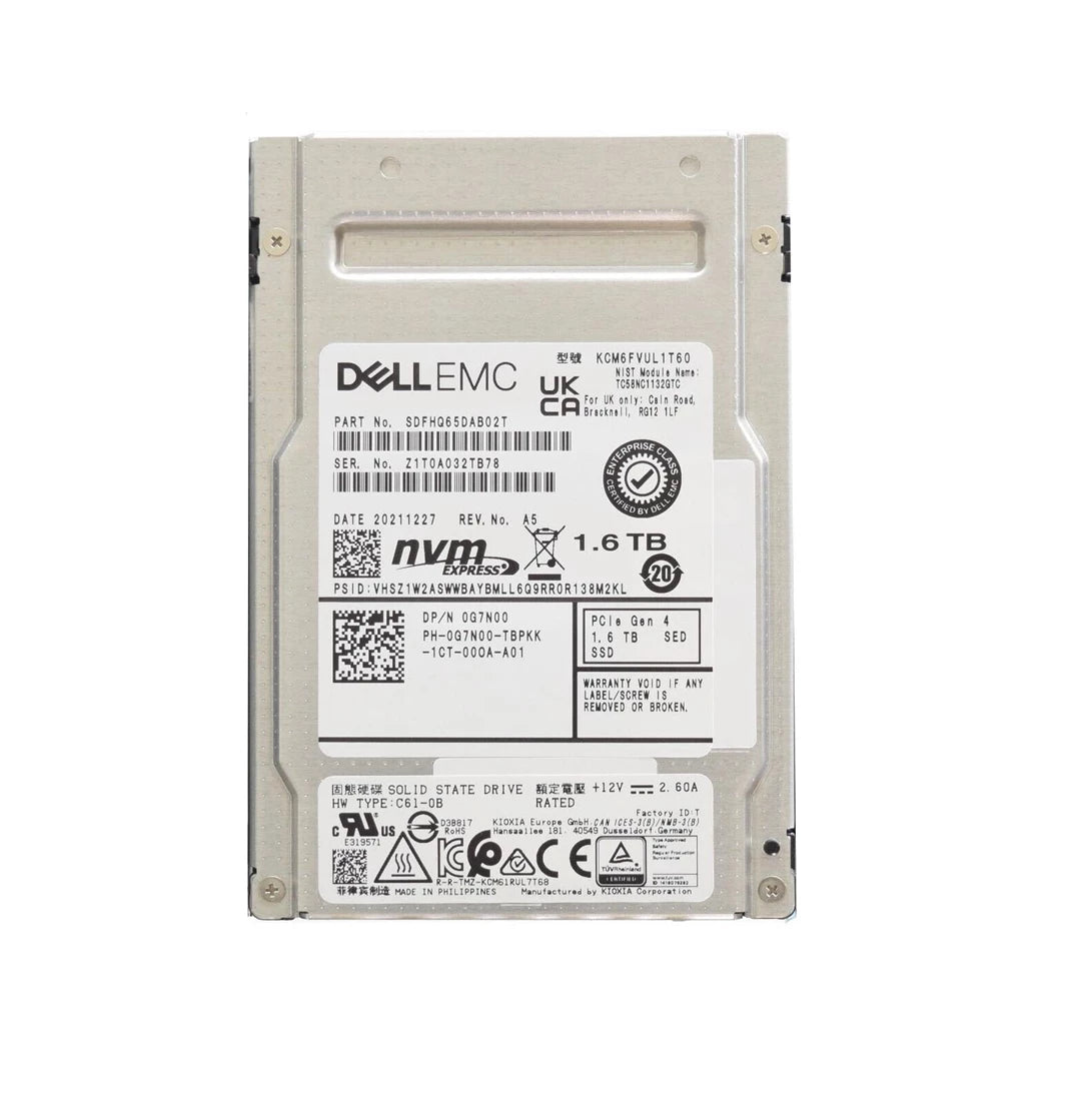 Kioxia KCM6FVUL1T60 SSD à usage mixte 1,6 To Pci Express 4.0 (NVMe) DELL OEM | UTILISÉ