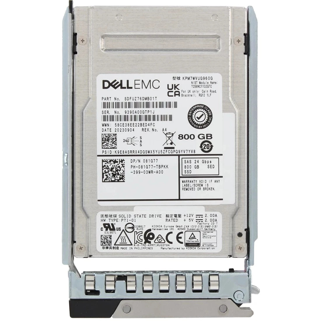 Dell 81G77 800GB SED SAS-24Gbps Mixed Use 3DWPD 2.5-Inch Hot Plug SSD | USED Main image