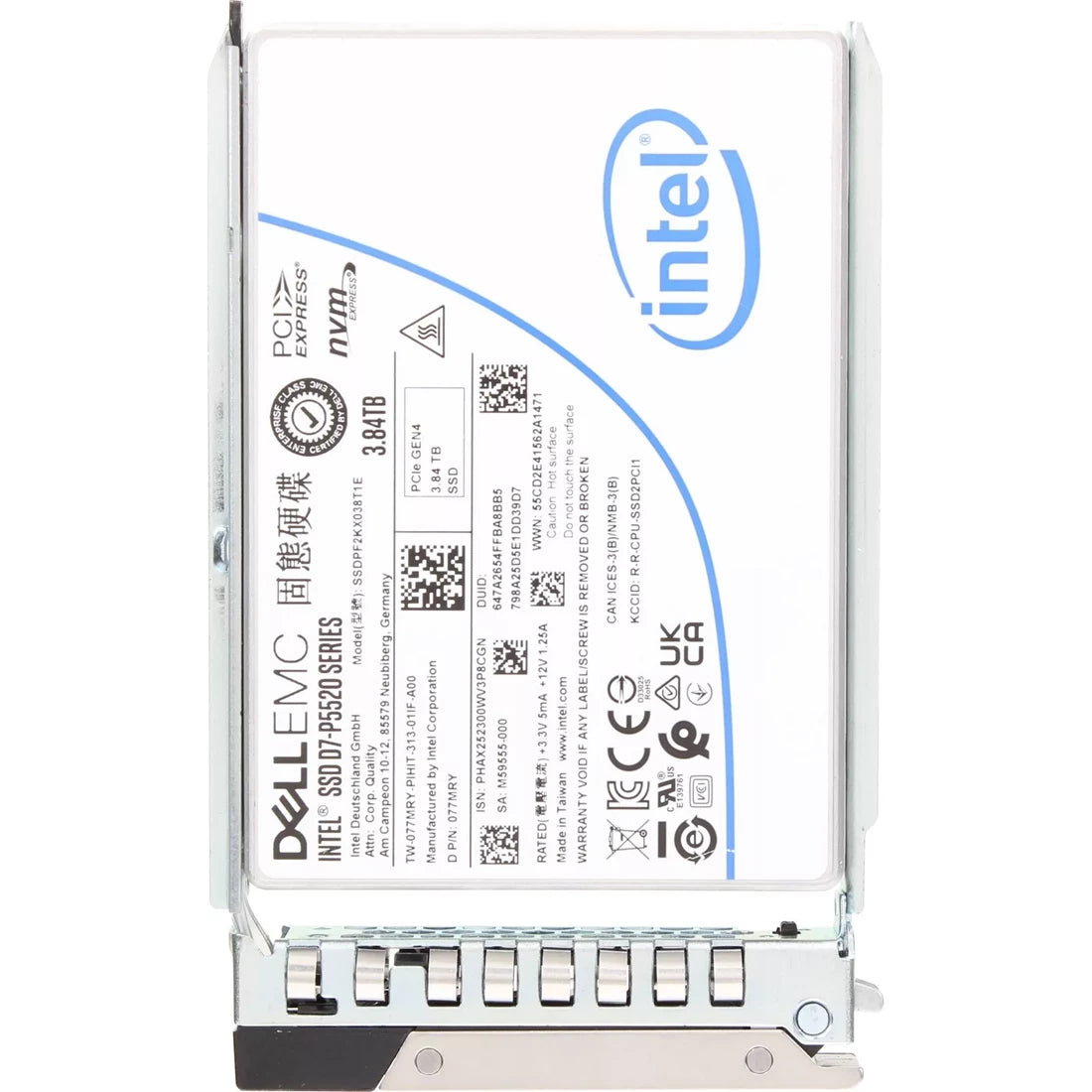 Dell 77MRY 3.84TB PCIe Gen4 NVMe U.2 SSF RI 1DWPD SSD | USED