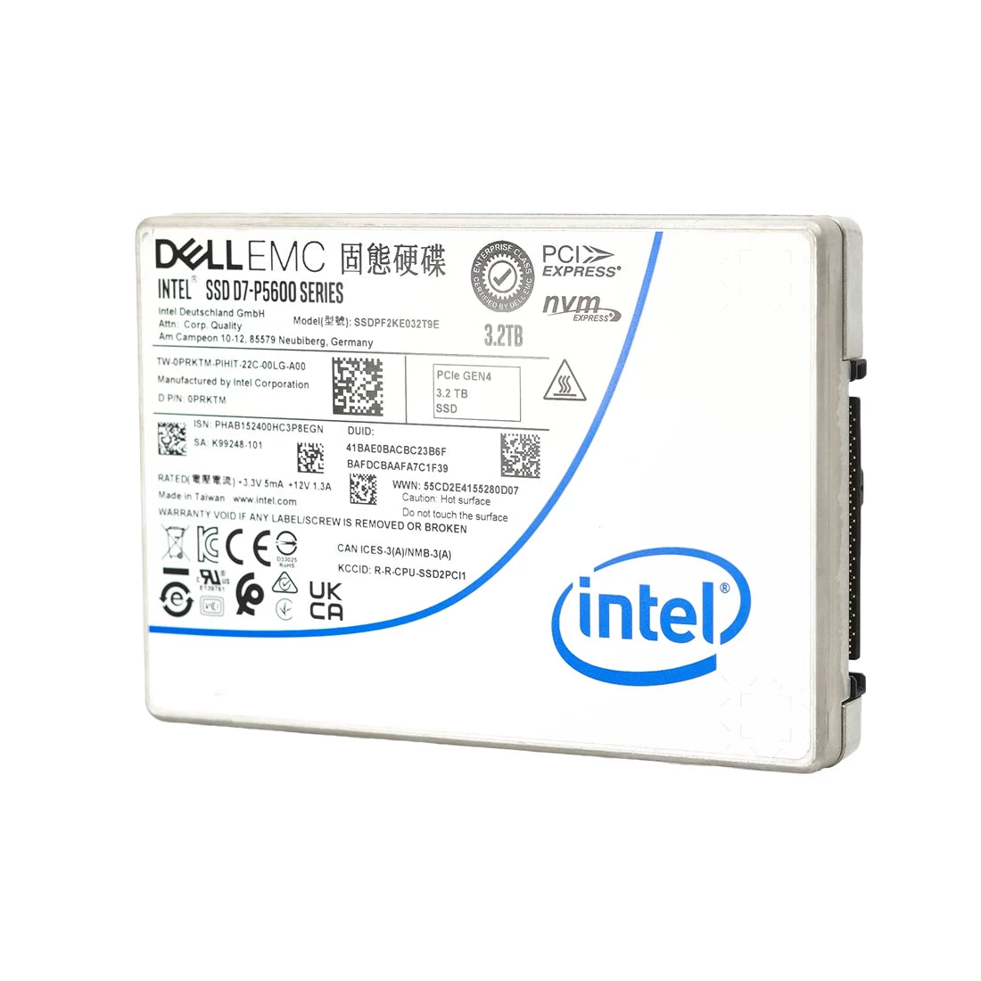 Intel D7-P5600 SSDPF2KE032T9E SSD 3,2 To Pci Express 4.0 X4 (NVMe) DELL OEM | UTILISÉ