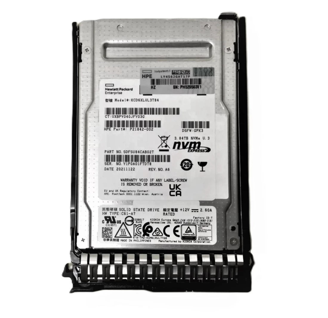 HPE P21842-002 3.84TB NVMe 2.5" U.2 讀取密集型固態硬碟 | 二手