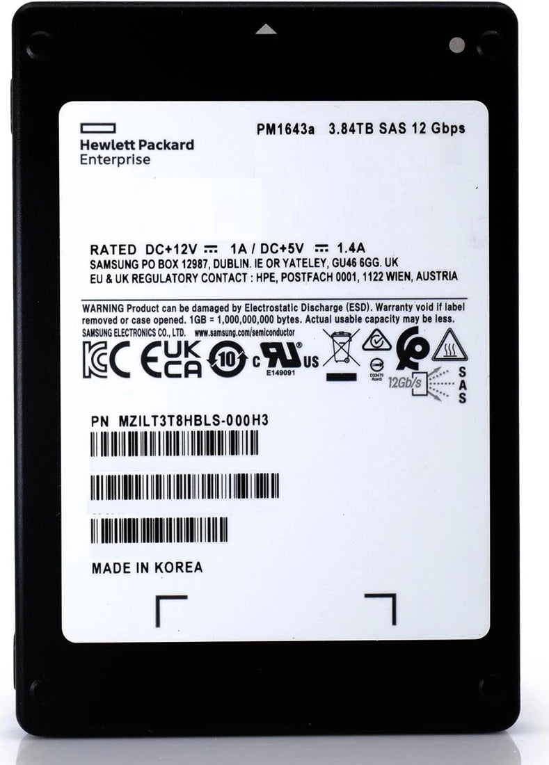 Samsung PM1643a MZILT3T8HBLS-000H3 SSD 3.84 TB SAS 12Gb/s HPE OEM Brand New | USED