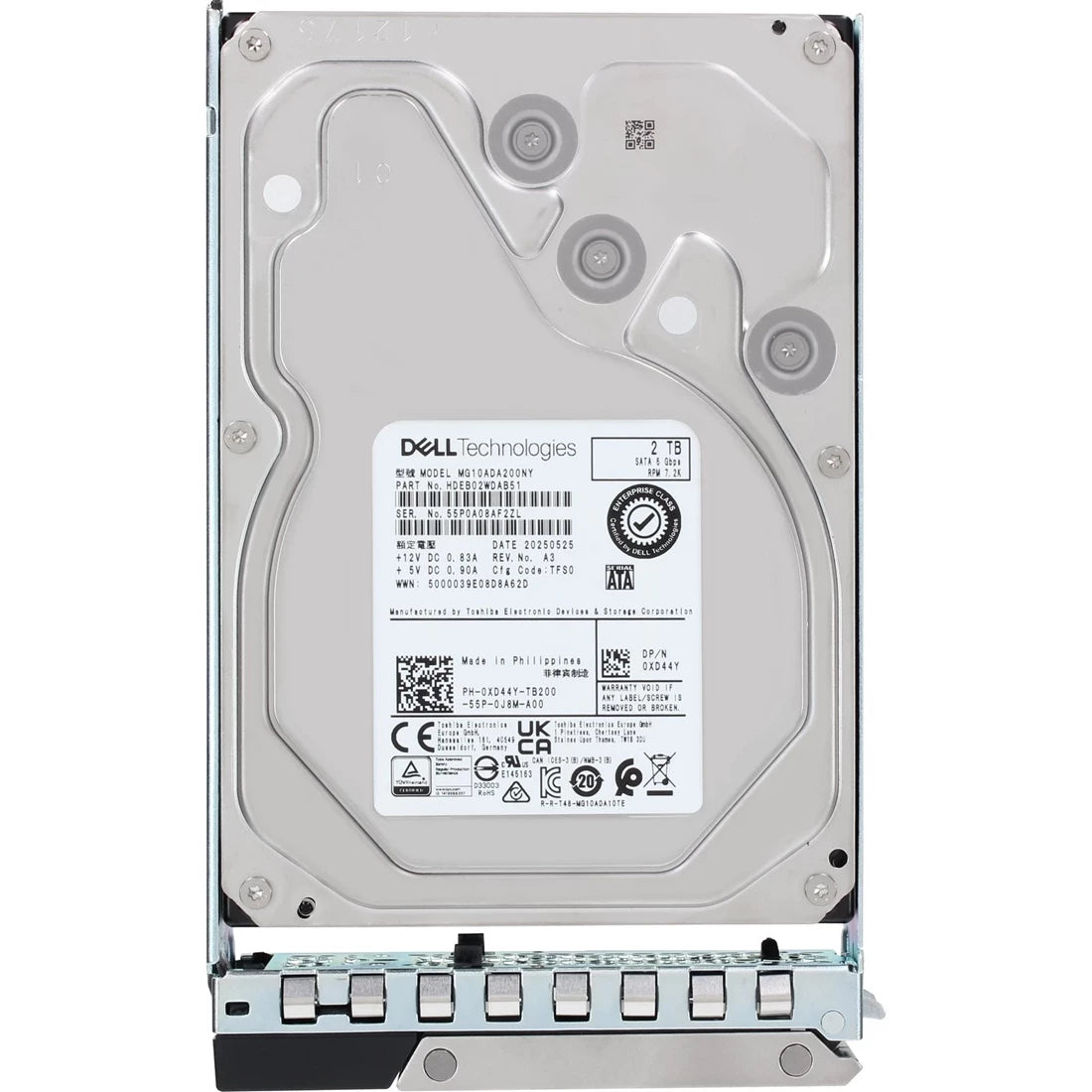 デル XD44Y 2TB 7.2K SATA-6Gbps 512n 256MB 3.5" ハードドライブ（トレイ付き）｜中古品 メイン画像