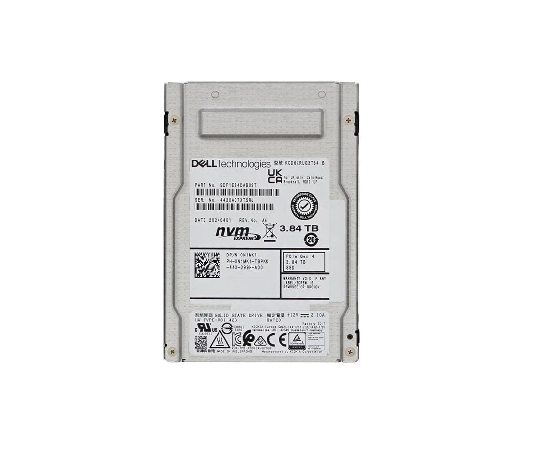 Kioxia SDF1E84DAB02T 3.84TB Read Intensive PCI-e 4.0 X4 (NVMe) 2.5inch SSD Dell OEM | USED
