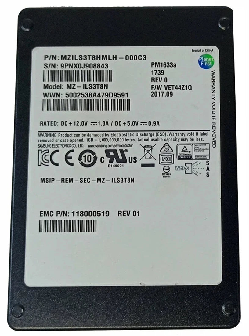 Samsung PM1633a MZILS3T8HMLH-000C3 SSD 3,84 TB SAS 12 Gbit/s EMC OEM | GEBRAUCHT Hauptbild
