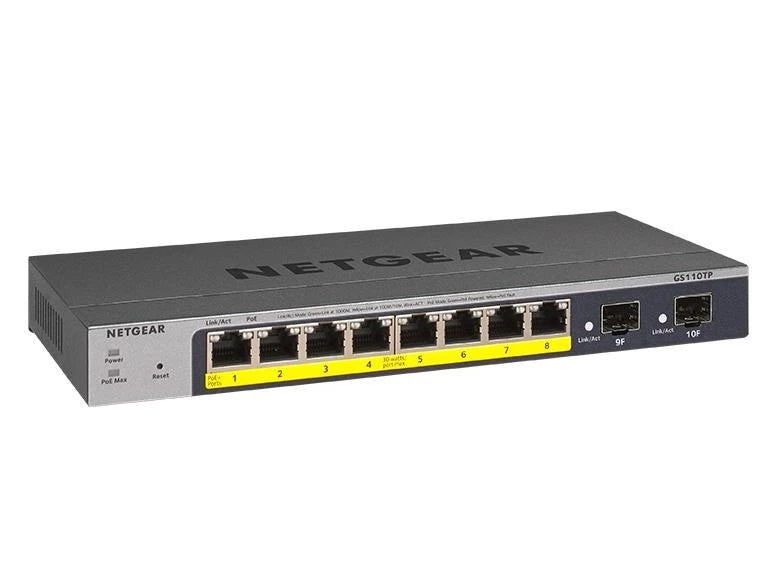 NETGEAR GS110TP-300NAS GS110TPv3 8-Port Gigabit PoE Ethernet Smart Managed Pro Switch | NEW