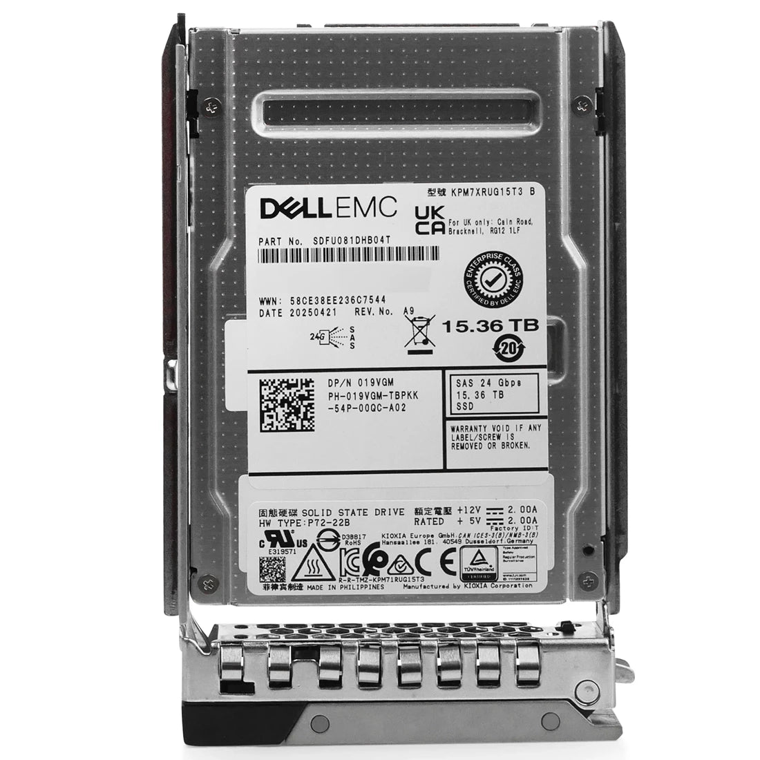 Dell 019VGM 15.36TB SAS 24Gbps SSD cắm nóng 1DWPD 2.5Inch đọc chuyên sâu | ĐÃ SỬ DỤNG