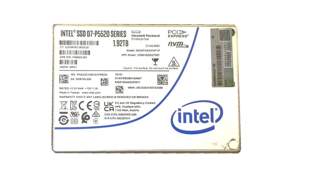 Intel D7-P5520 SSDPF2KX019T1P SSD 1.92 TB Pci Express 4.0 X4 (NVMe) HPE OEM | USED Main image