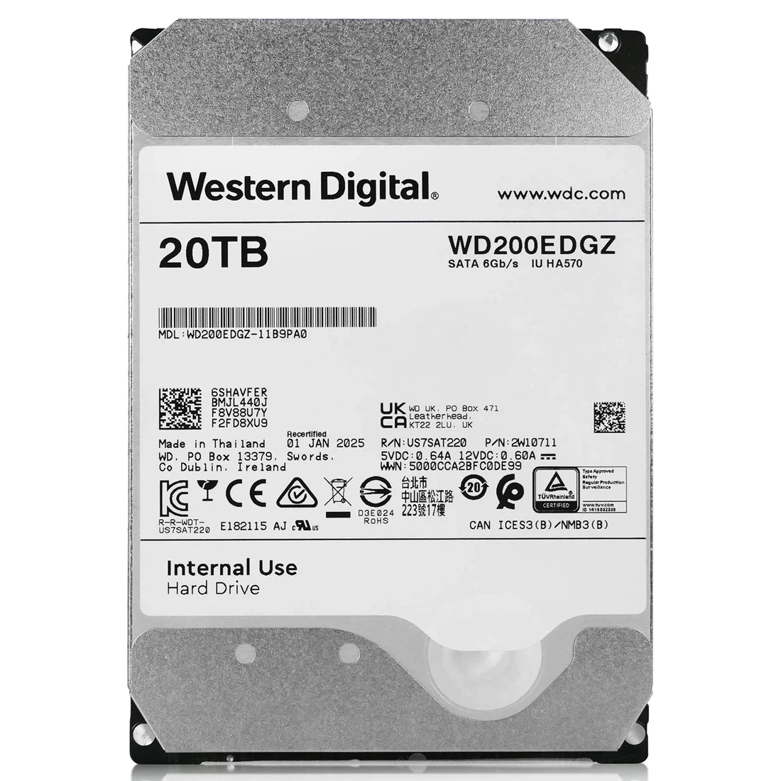 Disque dur WD WD200EDGZ 20 To SATA 7,2 K tr/min 6 Gb/s 512e 3,5 pouces | UTILISÉ Image principale