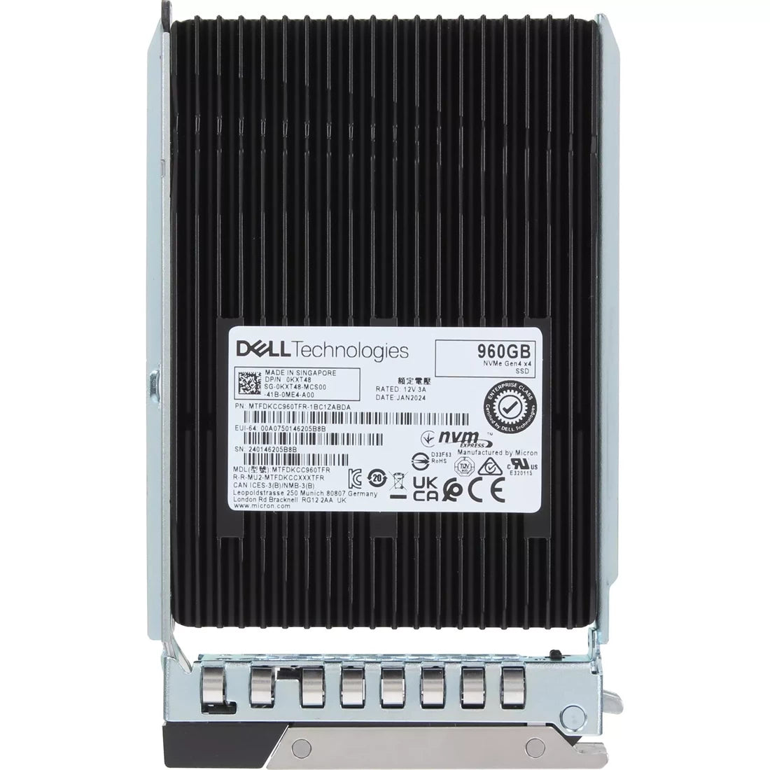 Dell KXT48 960GB DC NVMe RI Solid State Drive U.2 Gen4 with Carrier | USED