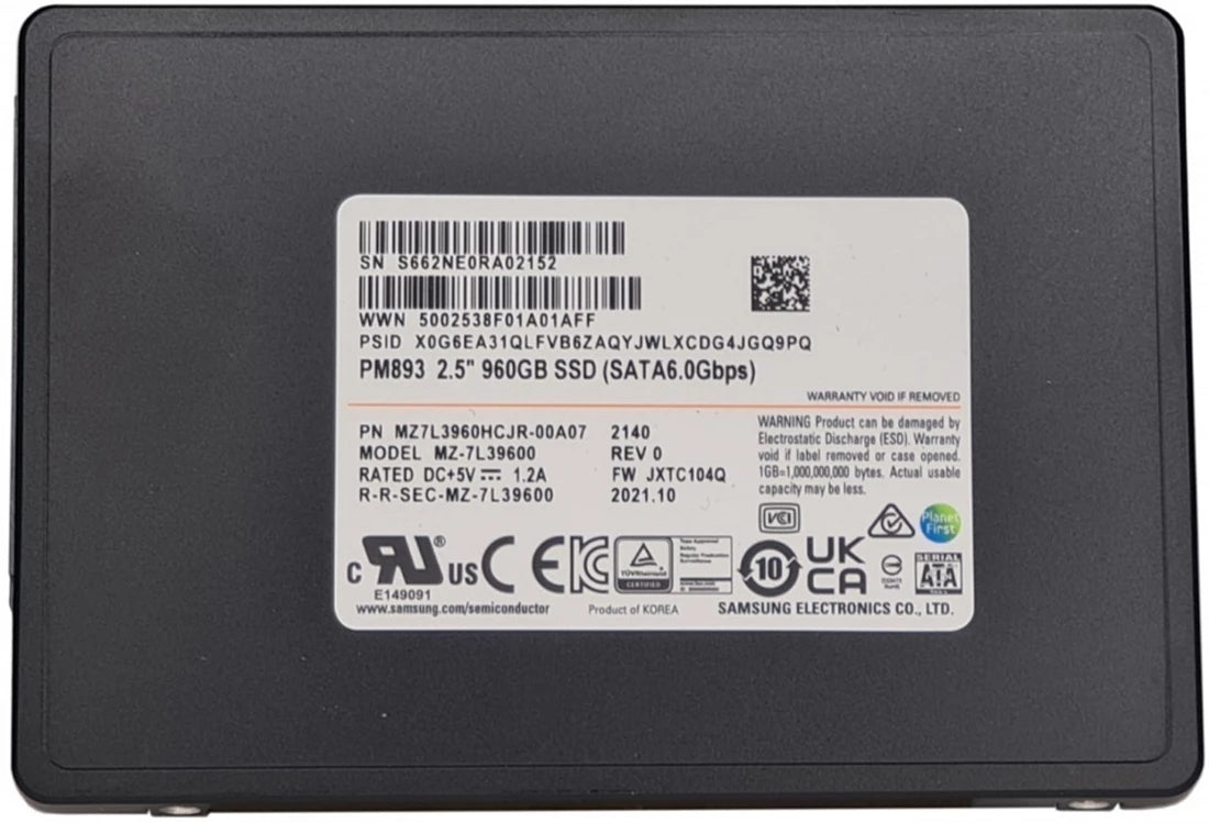 Samsung PM893 MZ7L3960HCJR-00A07 SSD 960 GB SATA 6Gb/s | USED Main image