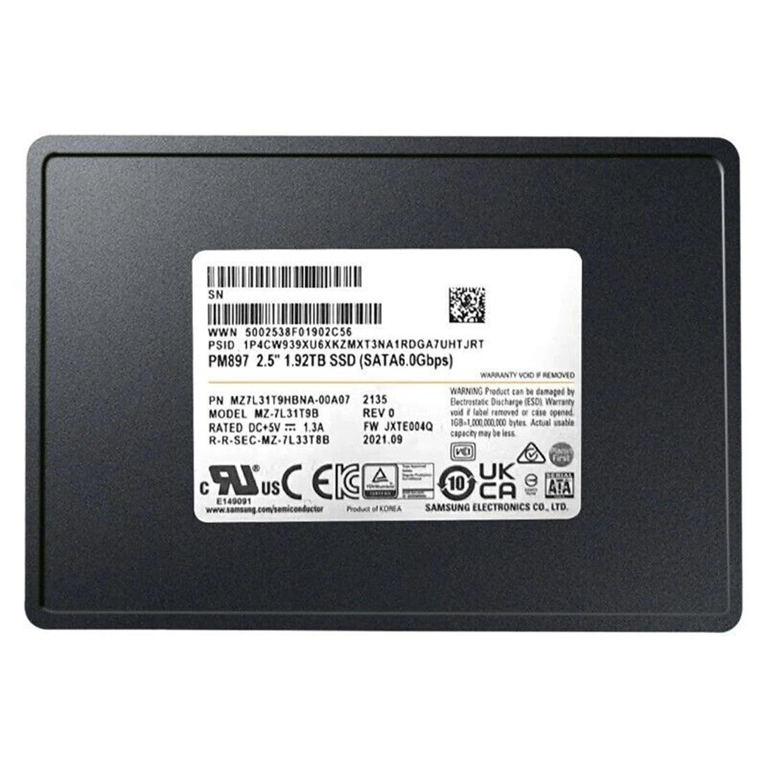 三星 PM897 MZ7L31T9HBNA 固态硬盘 1.92 TB SATA 6Gb/秒 |用过的