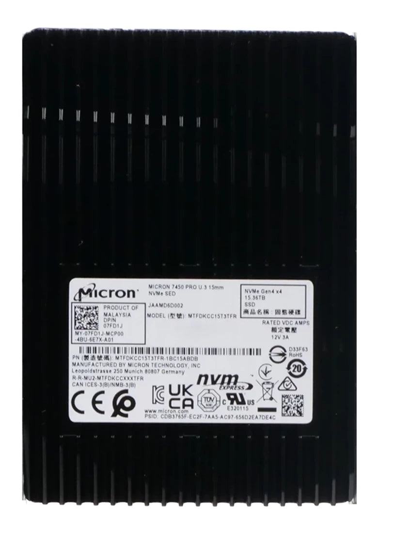 Micron 7450 Pro MTFDKCC15T3TFR-1BC15ABDB 15,3 TB U.3 15 mm 2,5 Zoll PCIe 4.0 (NVMe) SSD | GEBRAUCHT